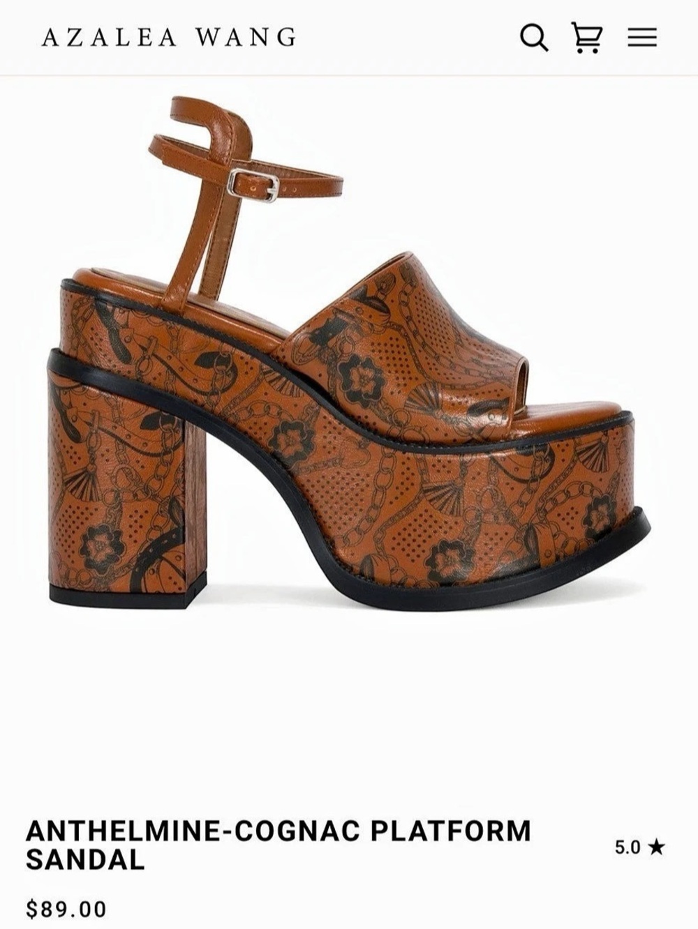 Azalea Wang Anthelmline-Cognac Platform Sandal